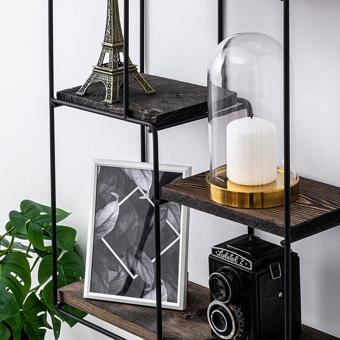 Hanah Home Lotus Estantería de pared Negro y Nogal